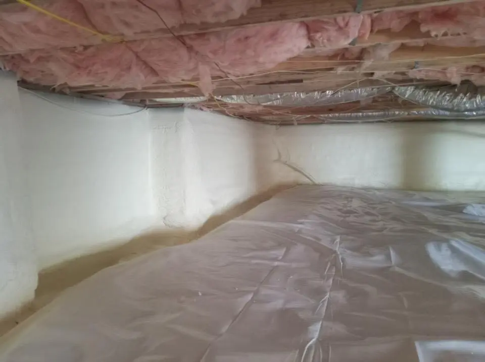 Crawl space encapsulation with closed-cell spray foam for Flat Roof Repair in Hobart